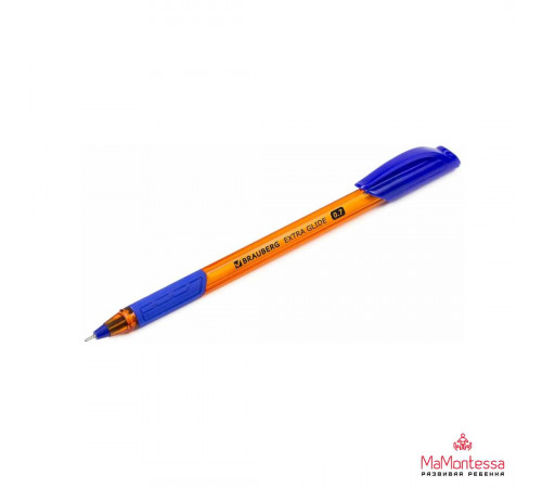 Ручка шариковая масляная с грипом BRAUBERG Extra Glide GT Tone Orange, СИНЯЯ, 0,7мм, 0,35мм,142923