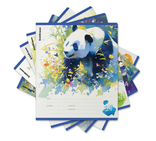 Тетрадь школьная ученическая ErichKrause Flower Panda, 24 листа, клетка (в плёнке по 10 шт.)_MIX-PACK Тетрадь школьная ученическая ErichKrause Flower Panda, 24 листа, клетка (в плёнке по 10 шт.)_MIX-PACK