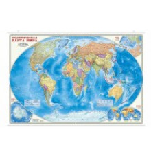 Карта настенная на рейках.Мир Политическ.М1:27,5млн.101х69см.9785907093461