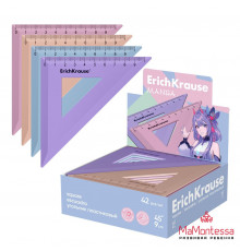 Угольник пластиковый ErichKrause Manga, 45°/9см, ассорти  61843