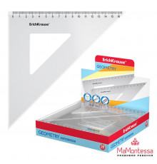 Угольник пластиковый ErichKrause Clear, 45°/16см, прозрачный,52974