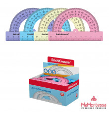 Транспортир пластиковый ErichKrause Pastel, 180°/10см, ассорти,57900