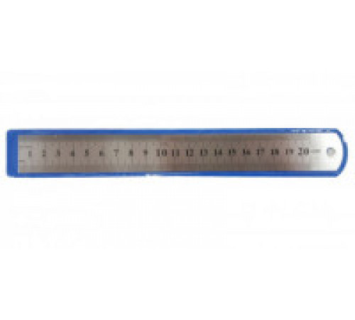 Линейка стальная (Л-0739) 20 см, толщина 0,5 мм, в пвх чехле,  Л-0739