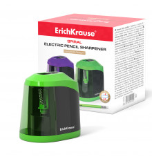 Точилка электрическая ErichKrause Spiral, с контейнером, ассорти,44502