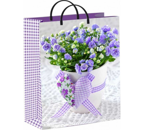 Сумка подарочная(30*40*14) Лиловое сердце (1/40) №16