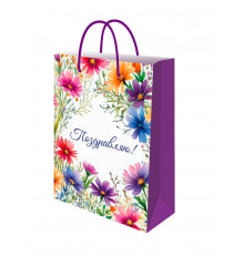 Optima Пакет подарочный с глянц.лам. 14х20х6,5 см (MS) Цветы, 128г (собс. разр.) ППК-2740