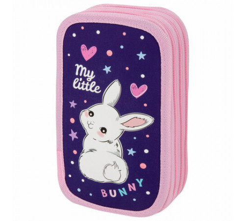 Пенал ЮНЛАНДИЯ, 3 отделения, картон с эффектом soft-touch, 19х11 см, 