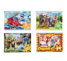 МИКС №15. 4 вида. Пазлы в коробке 54 детали. 90х65х25 мм. Умные игры в уп.32шт