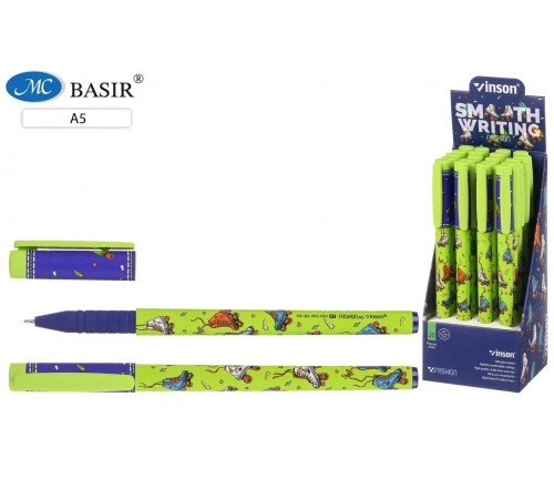 A5,Ручка шариковая с чернилами на масляной основе-VINSON Inline skate-матовый под soft,цветной корпус,цвет чернил синий,0,7mm.