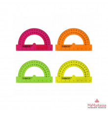 Транспортир 8 см, 180 градусов, ПИФАГОР, прозр, неон, ассорти, 210792