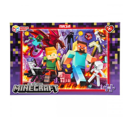По мотивам Minecraft. Пазлы в коробке 260 деталей. 285х190х33 мм. Умные игры