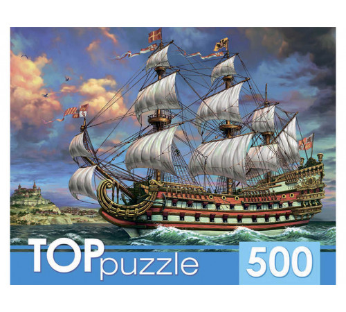 TOPpuzzle. ПАЗЛЫ 500 элементов.  Парусник в море