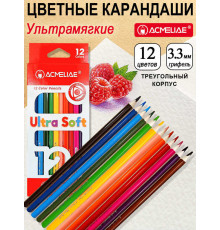 Набор цветных мягких карандашей Acmeliae Ultra Soft 12цв. в картонном футляре, 43125