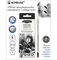 Набор чернографитных карандашей ACMELIAE 8 твердостей (2H,H,HB,B,2B,4B,6B,8B) в картоне, 43594