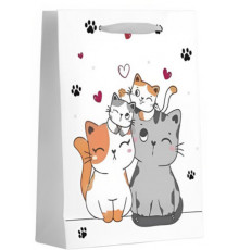 Dream cards Пакет подарочный с мат.лам.  18*24*8,5 (M) Романтичные котики, 210 г ПКП-6534