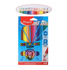 Цветные карандаши Maped Color Peps Strong, пластиковые, трёхгр.,18 цв., 862718