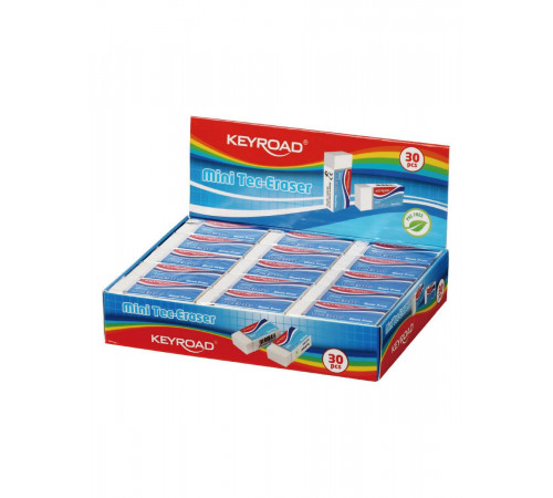 Ластик KEYROAD Mini Tec белый, 30 шт. в дисплее, KR970981