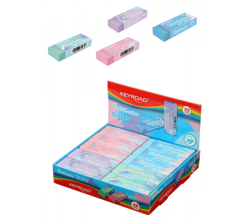 Ластик KEYROAD Pastel ассорти, 20шт в дисплее, KR972035 Ластик KEYROAD Pastel ассорти, 20шт в дисплее, KR972035