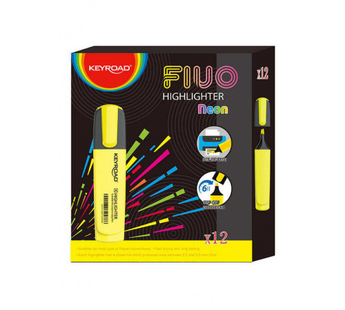 Текстовыделитель KEYROAD Neon желтый 2-5мм, KR972165