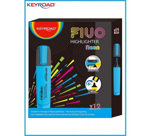 Текстовыделитель KEYROAD Neon голубой 2-5мм, KR972169