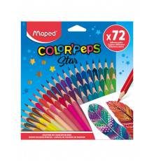 Цветные карандаши Color Peps Star, деревянные, трёхгр., европодвес, 72 цв., 832072