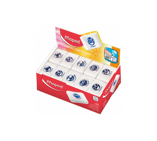 Ластик Maped Essentials Soft для ч/гр карандашей, со смайлами, дисплей, ассорти, 112911
