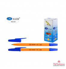 МС-051-1-син-,Шариковая ручка жёлтый корпус,с синим колпачком,цвет чернил-синий.