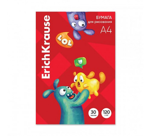 Бумага для рисования в картонной папке ErichKrause Jolly Friends, А4, 30 листов 61633