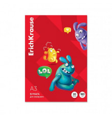 Бумага для акварели в картонной папке ErichKrause Jolly Friends, А3, 20 листов 61653