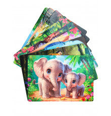 Пр.п.ПАЗЛЫ 9 в 1 (54 детали, поле 15х10,5 см) ДИКИЕ ЖИВОТНЫЕ (арт. П54-8237)