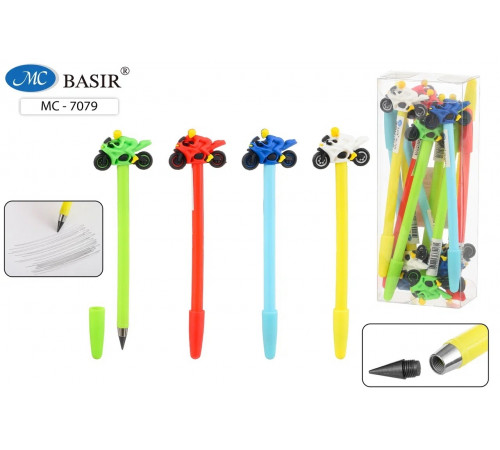 МС-7079,Вечный карандаш-МОТОСПОРТ-яркий,цветной  корпус,ассорти,прорезиненный наконечник