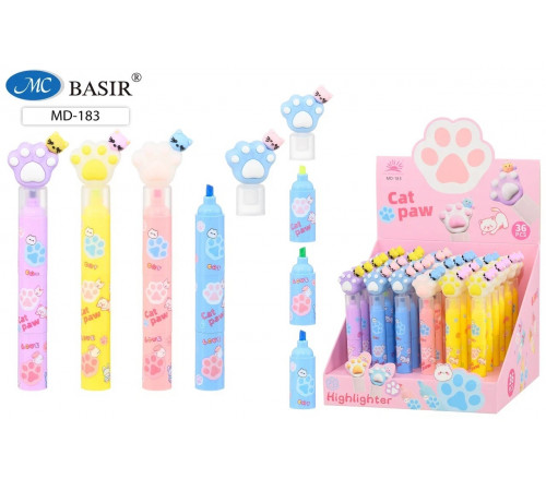 MD-183,Набор текстмаркеровЛАПКИСекционные цвета-флуоресцентные,цветной корпус с рисунком,картонная  упак.с рисунком.Цвета в ассортименте.