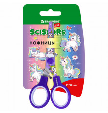 Ножницы 130 мм сиреневые, с цветной печатью 