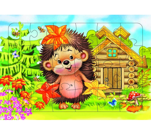 Пазл на планшете. Ежик