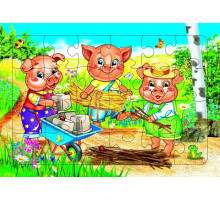 Пазл на планшете. Три поросенка