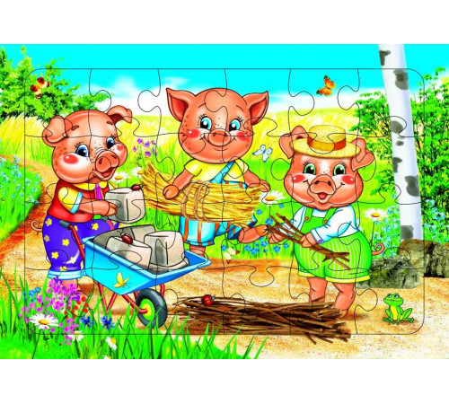 Пазл на планшете. Три поросенка