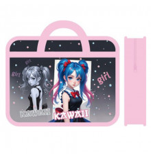 Папка детская А4 пластиковая, с ручками 330/260/75 (30) / ПМ-А4-25, ДЕВОЧКА С БАНТИКАМИ 2025 /