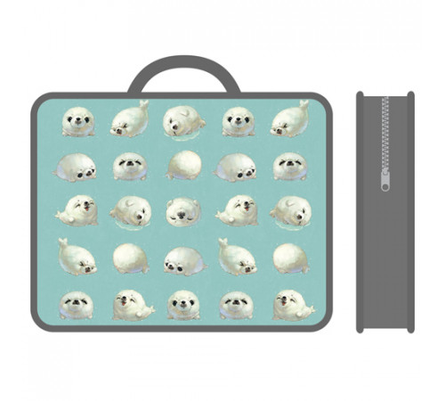 Папка детская  А4 пластиковая, с ручками 330/260/75 (30) / ПМ-А4-26, МОРСКИЕ КОТИКИ 2023 /