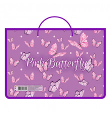 Папка детская А4 пластиковая, ручки-тесьма (50) / ПМ-А4-35, BUTTERFLY / ПМ-А4-35 ручк.тес
