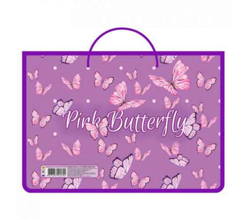 Папка детская А4 пластиковая, ручки-тесьма (50) / ПМ-А4-35, BUTTERFLY / ПМ-А4-35 ручк.тес