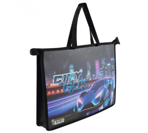 Папка детская А4 пластиковая, ручки-тесьма  (50) / ПМ-А4-35, CITY CAR 2025 / ПМ-А4-35 ручк