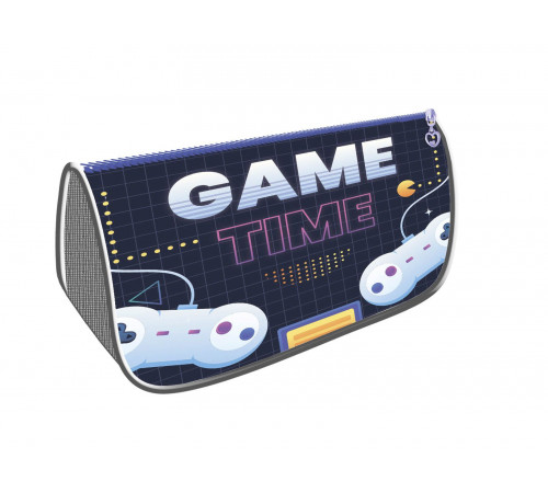 Пенал-косметичка объемный на молнии ПРЕМИУМ, печать на ткани 220/105/65 К-7, ВРЕМЯ ДЛЯ ИГРЫ