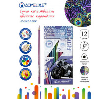Набор цветных трёхгранных карандашей металлик ACMELIAE Metallic Artmate 12цв. в картонном футляре, 43721