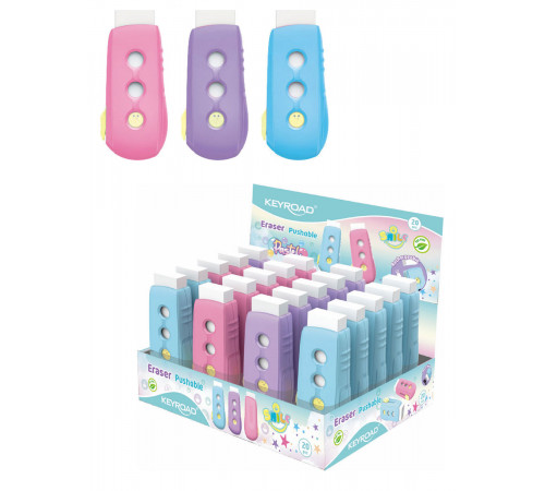 Ластик KEYROAD Pastel выдвижной ассорти, 20шт в дисплее, KR972416