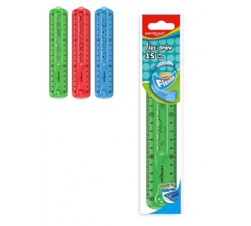 Линейка KEYROAD Flexible 15см двустор., ассорти, европодвес, KR971663