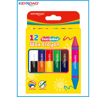 Восковые мелки двусторонние KEYROAD Jumbo DUO 6шт/12цв. картонный футляр, KR972803