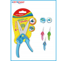Ножницы KEYROAD Easy-open 15,4 см школьные, автооткрытие, закругленные лезвия,  блистер, KR971696