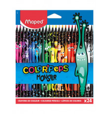 Цветные карандаши Maped Color Peps Monster (монстр), трёхгр., пластик, европодвес, 24 цв., 862624