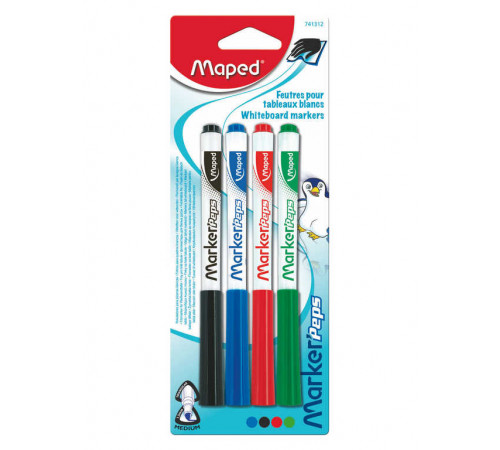 МАРКЕРЫ ДЛЯ БЕЛЫХ ДОСОК MAPED MARKER PEP'S 4 ЦВ АССОРТИ, БЛИСТЕР, 741312