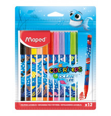 ФЛОМАСТЕРЫ MAPED COLOR'PEPS OCEAN  СУПЕР СМЫВАЕМЫЕ,10 ШТ,ПОДВЕС, 845724